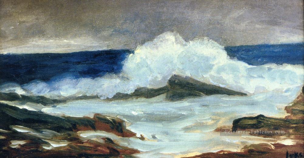 briser le surf George luks vagues paysage de plage de paysage marin Peintures à l'huile